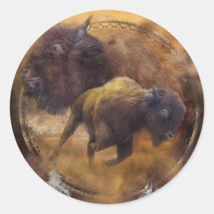 Sticker Rond L'Esprit De Rêve De L'Brown Étiqueur De Buffalo