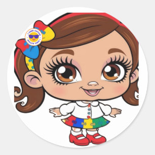 Sticker Rond "L'Esprit Radiant : Une Petite Fille Célébrant L'A