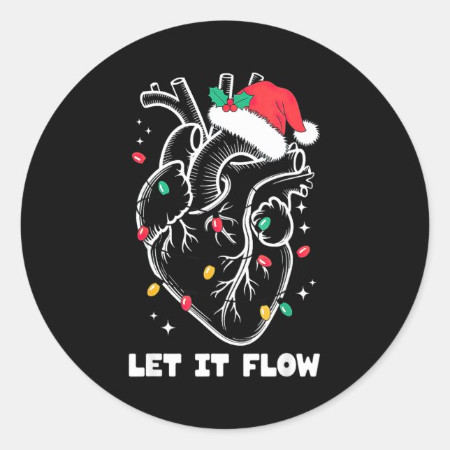 Sticker Rond Let It Flow Anatomy Heart Santa Xmas  (Devant)