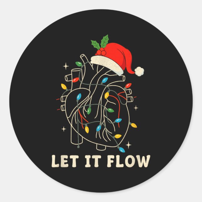 Sticker Rond Let It Flow Funny Anatomical Heart Christmas, Medi (Devant)