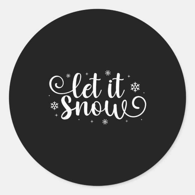 Sticker Rond Let It Snow Cute Christmas Snowflakes Winter Holid (Devant)