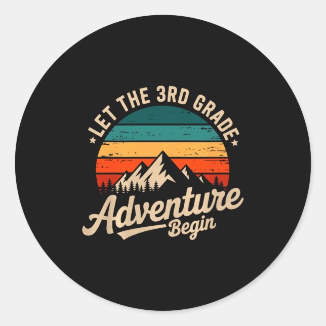 Sticker Rond Let The 3rd Grade Adventure Begin Retro First Day  (Devant)