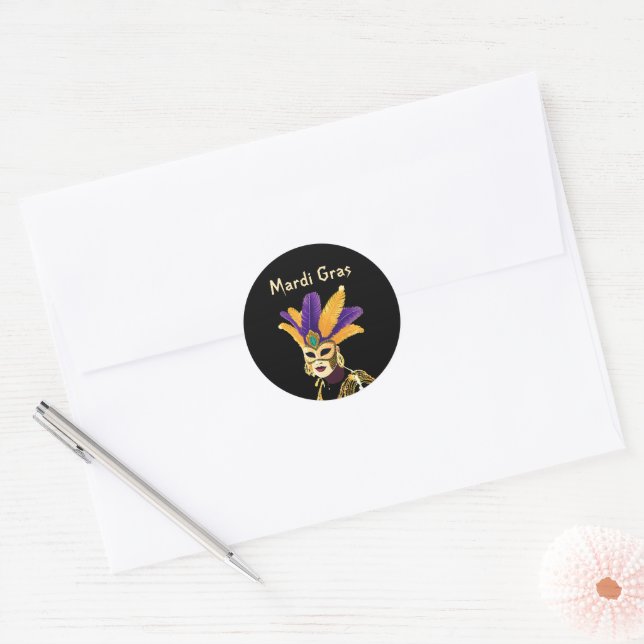 Sticker Rond "Let the Good Times Roll : Mardi Gras Celebration" (Enveloppe)