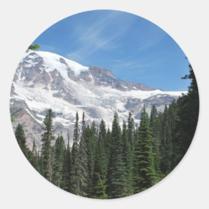 Sticker Rond L'état de Washington de Mt Ranier Par Julie L.