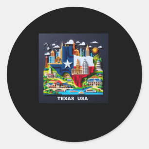 Sticker Rond L'État du Texas aux États-Unis Sticker1