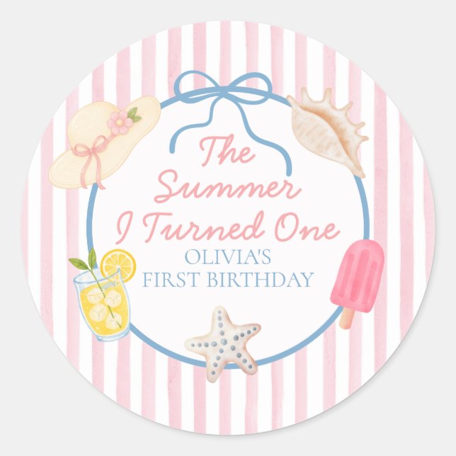 Sticker Rond L'été où j'ai eu un premier anniversaire (Devant)