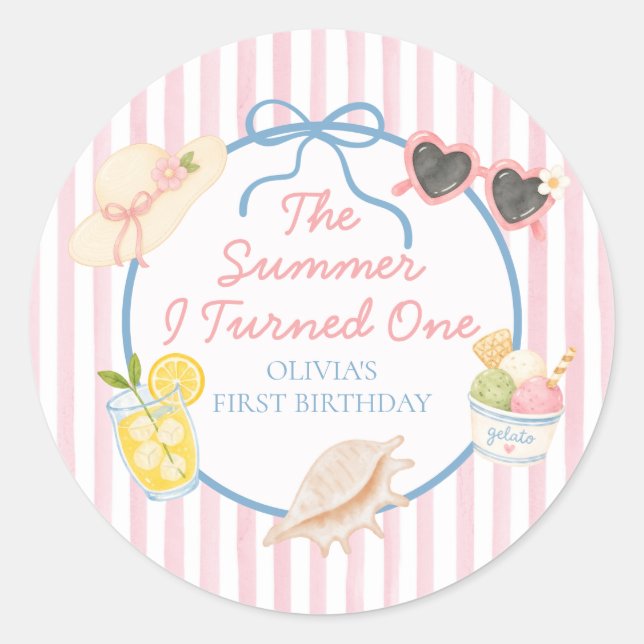 Sticker Rond L'été où j'ai eu un premier anniversaire (Devant)