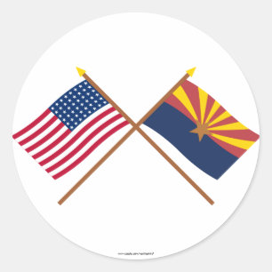 Sticker Rond L'étoile croisée et l'Arizona des USA 48 énoncent