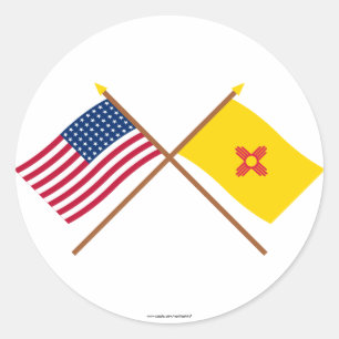 Sticker Rond L'étoile croisée et le Nouveau Mexique des USA 4