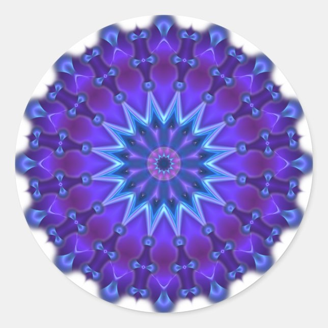 Sticker Rond L'étoile Mandala en bleu (Devant)