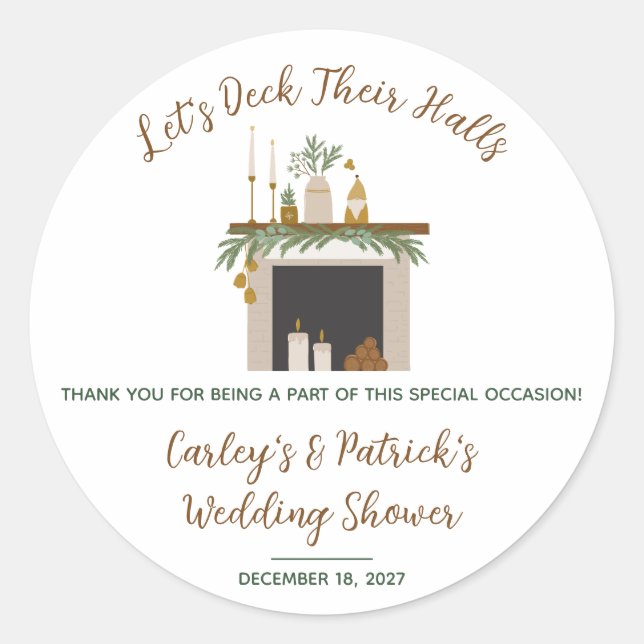Sticker Rond Let's Deck Their Halls! Bridal, Wedding Shower (Devant)