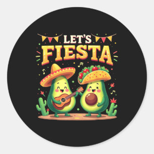 Sticker Rond Lets Fiesta 5 Cinco De Mayo Pour Femmes Hommes Gar