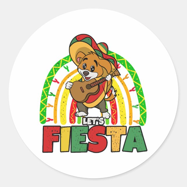 Sticker Rond Lets Fiesta Chien (Devant)