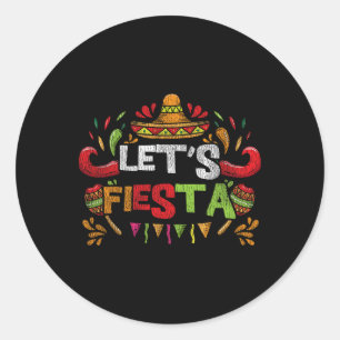 Sticker Rond Lets Fiesta Cinco De Mayo