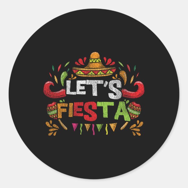 Sticker Rond Lets Fiesta Cinco De Mayo (Devant)