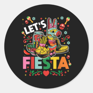 Sticker Rond Lets Fiesta Cinco De Mayo Camisa Mexicana Hombre