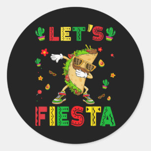 Sticker Rond Lets Fiesta Tacos Dabbing Cinco De Mayo Mexico Pa