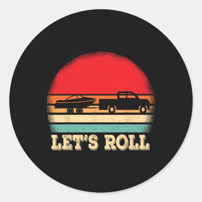 Sticker Rond Let's Roll Retro Boating Boat Captain  (Devant)