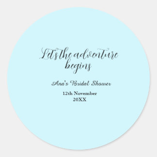 Sticker Rond lets the adventure begins bridal shower add name d