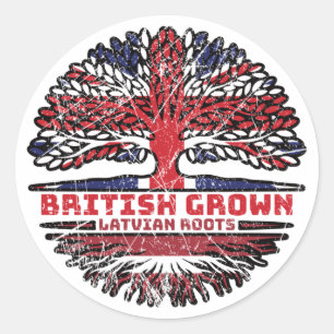 Sticker Rond Lettonie Lettonie Royaume-Uni Royaume-Uni British