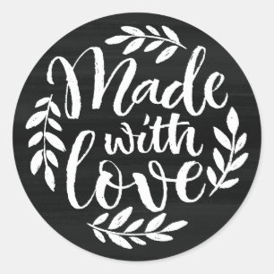 Sticker Rond Lettrage de tableau de Faux fait avec amour