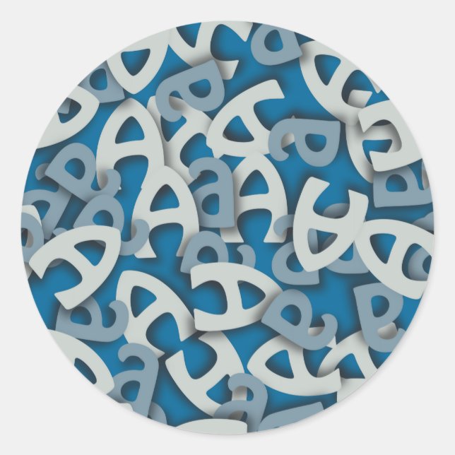 Sticker Rond Lettre A bleu (Devant)
