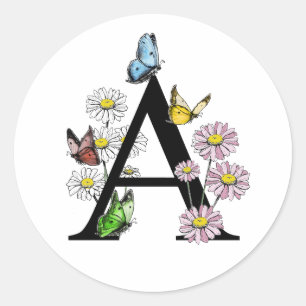 Sticker Rond LETTRE A DU BROUILLARD D'AQUATIE Florale