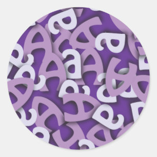 Sticker Rond Lettre A violet