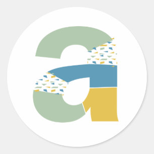 Sticker Rond Lettre Abstraite moderne A Monogramme Personnalisé