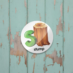 Sticker Rond Lettre alphabet S Arbre S Amusant Arbre Stump Art