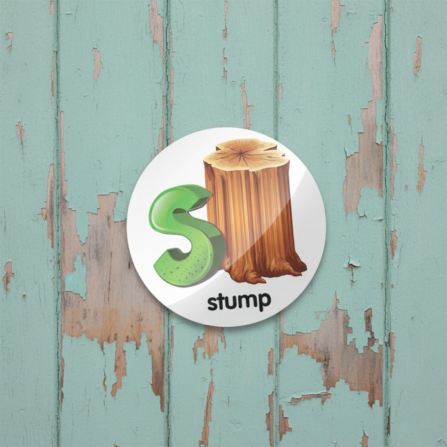 Sticker Rond Lettre alphabet S Arbre S Amusant Arbre Stump Art (Créateur téléchargé)