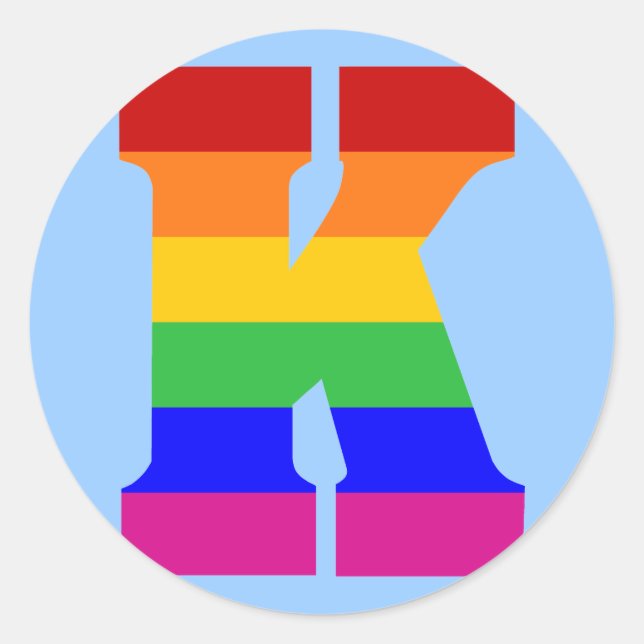 Sticker Rond LETTRE arc-en-ciel K (Devant)