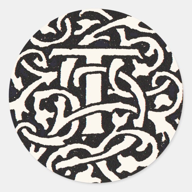 Sticker Rond Lettre Art Nouveau Monogramme Vintage T (Devant)