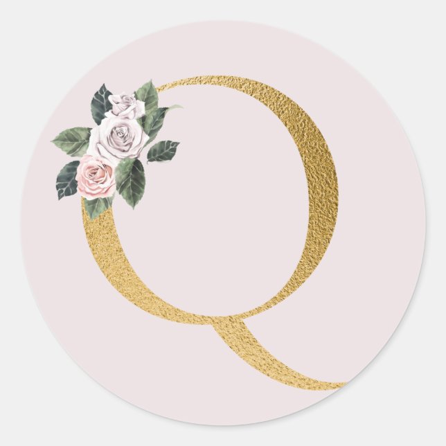 Sticker Rond Lettre autocollante rose d'or Q (Devant)