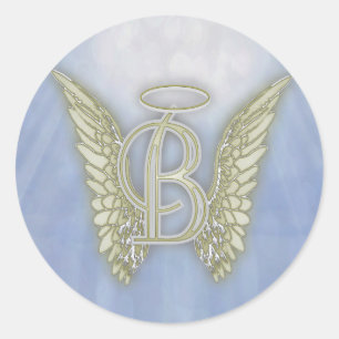 Sticker Rond Lettre B Angel Monogramme