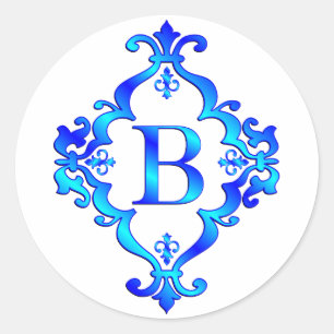 Sticker Rond Lettre B bleu