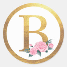 Lettre B Monogramme Roses roses rose Floral & Eleg