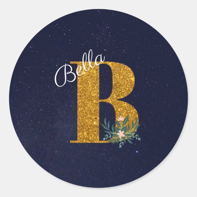 STICKER ROND LETTRE B MONOME D'OR (Devant)