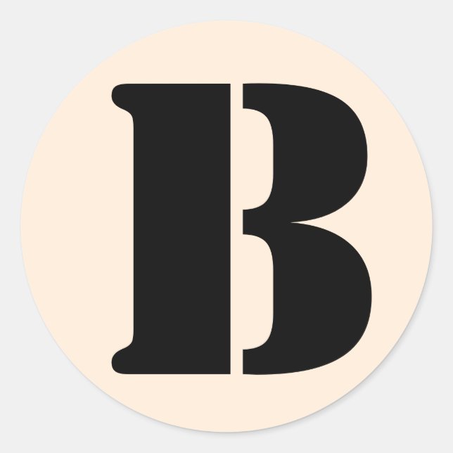 Sticker Rond Lettre B Stencil Alphabet par Janz Antique White (Devant)