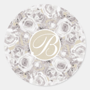 Sticker Rond LETTRE BLANCHE Rose D'Hiver Russe
