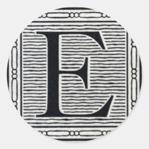 Sticker Rond Lettre bloc "E" Bois coupé en bois