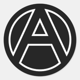 STICKER ROND LETTRE BORD NOIR A