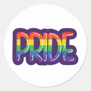 Sticker Rond Lettre bulle arc-en-ciel Pride