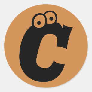 Sticker Rond Lettre C Eyeballs Alphabet par Janz Peru Gold