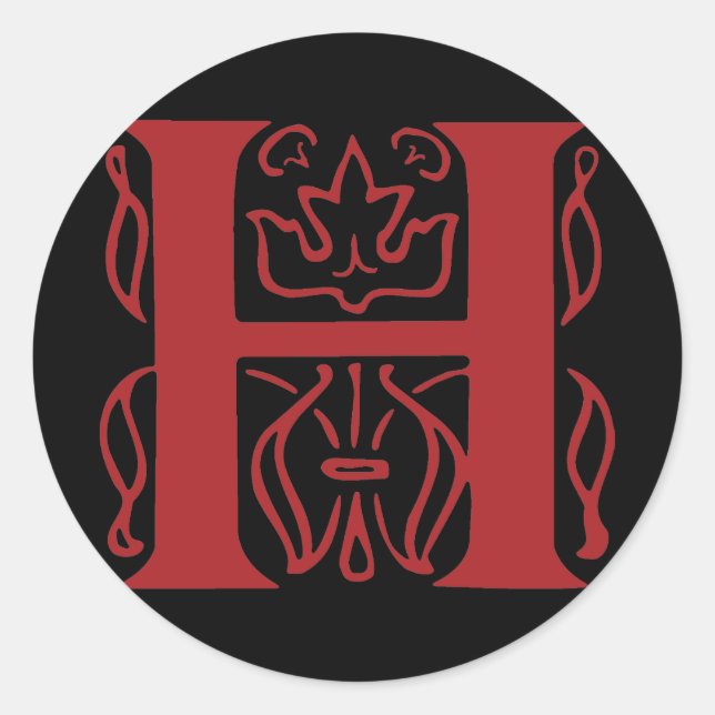 Sticker Rond Lettre chic H (Devant)