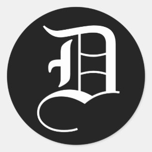 Sticker Rond Lettre D Alphabet Mariage par Janz Black