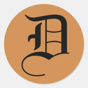 Sticker Rond Lettre D Alphabet Mariage par Janz Pérou Gold