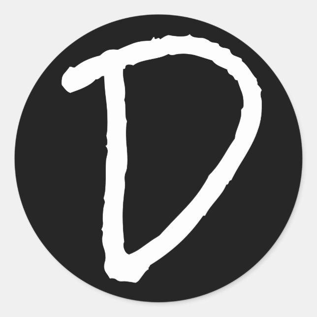 Sticker Rond Lettre D Black Rock Salt Alphabet par Janz (Devant)