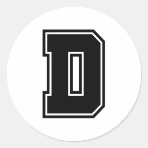 Sticker Rond Lettre D sporty college alphabet de police