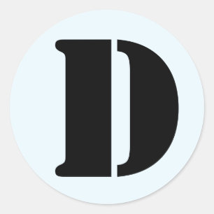 Sticker Rond Lettre D Stencil Alphabet par Janz Alice Blue